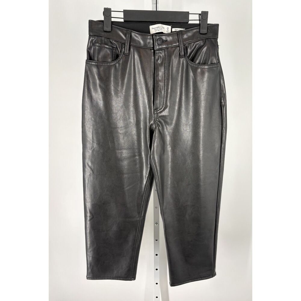 A&F Vegan Leather The Ankle Straight Ultra High Rise Pants